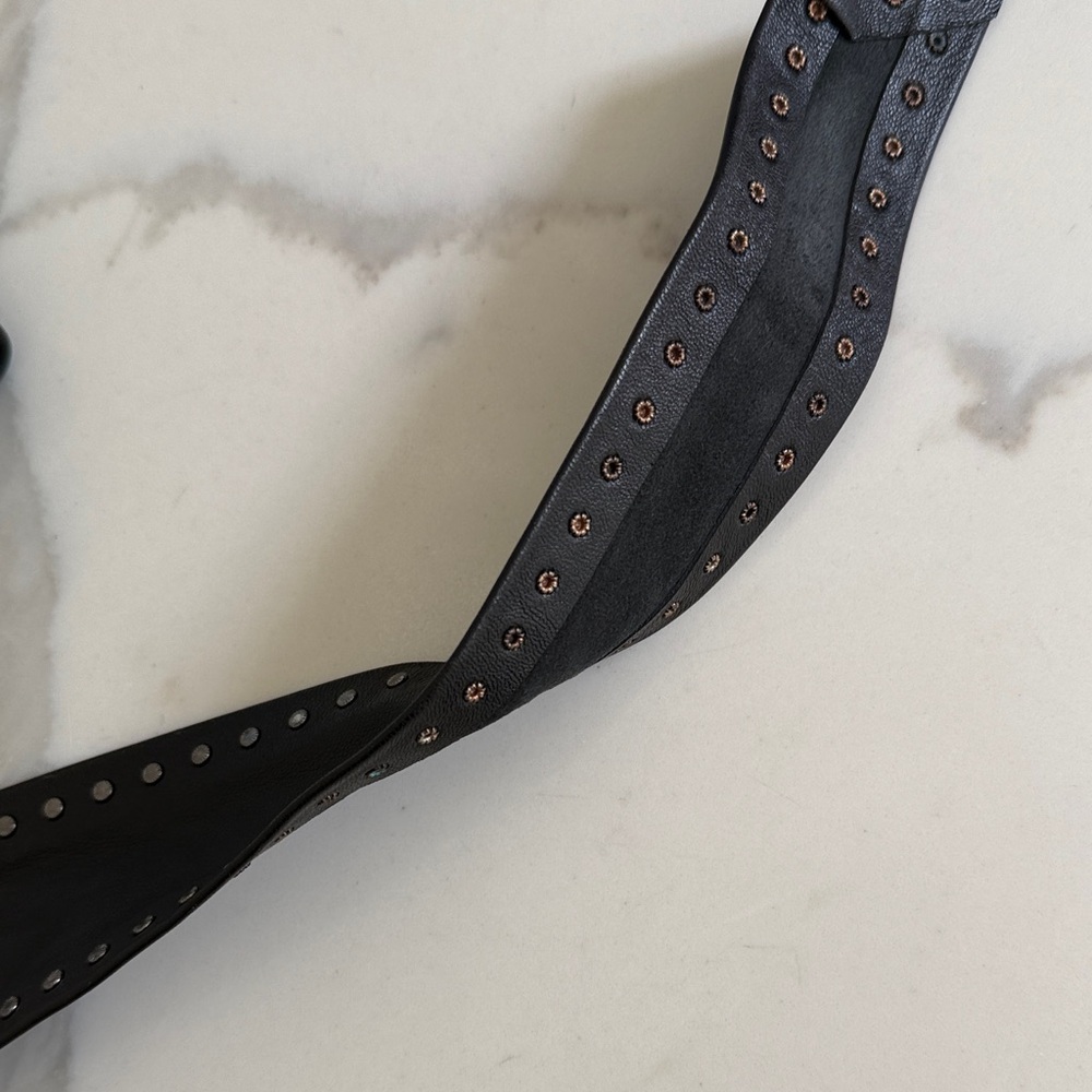 IRO Black Studded Leather Belt Bag Strap - Picture 5 of 8